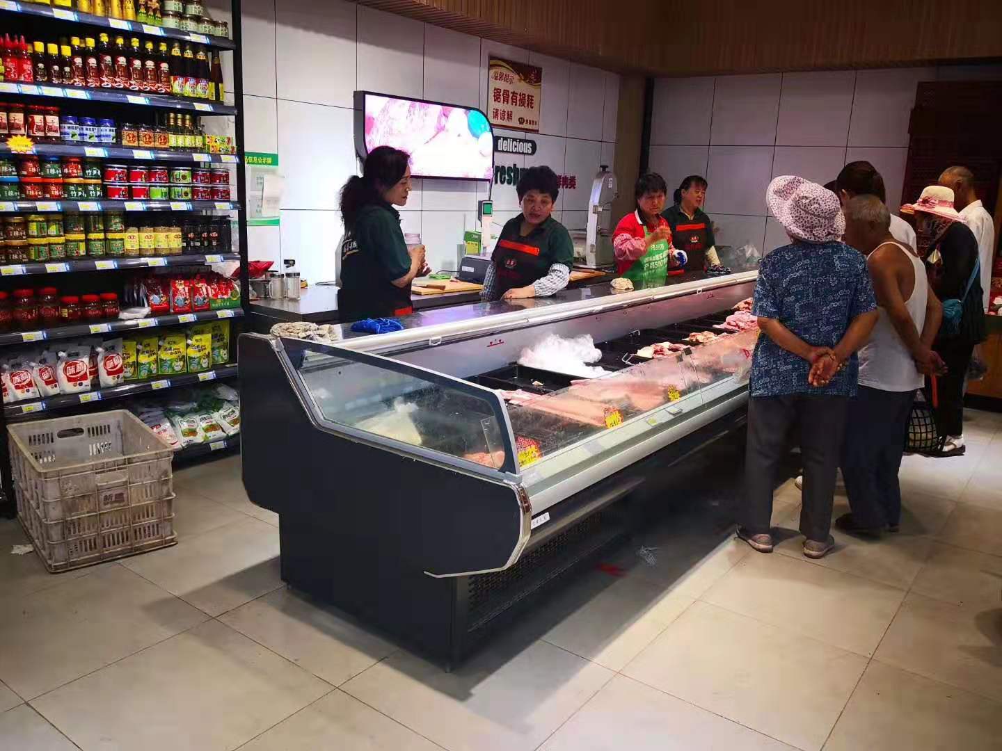 超市商用卧式超市冰箱商用佛山批发带拉帘猪肉冷冻柜未来雪冷柜图片