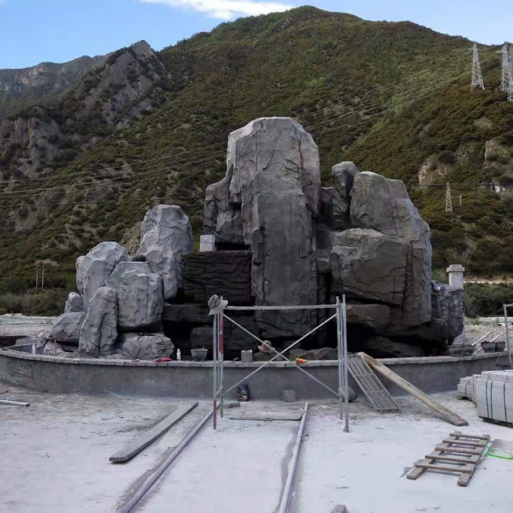 荆州室内假山流水喷泉 千层石假山设计 克拉玛依假山现场制作