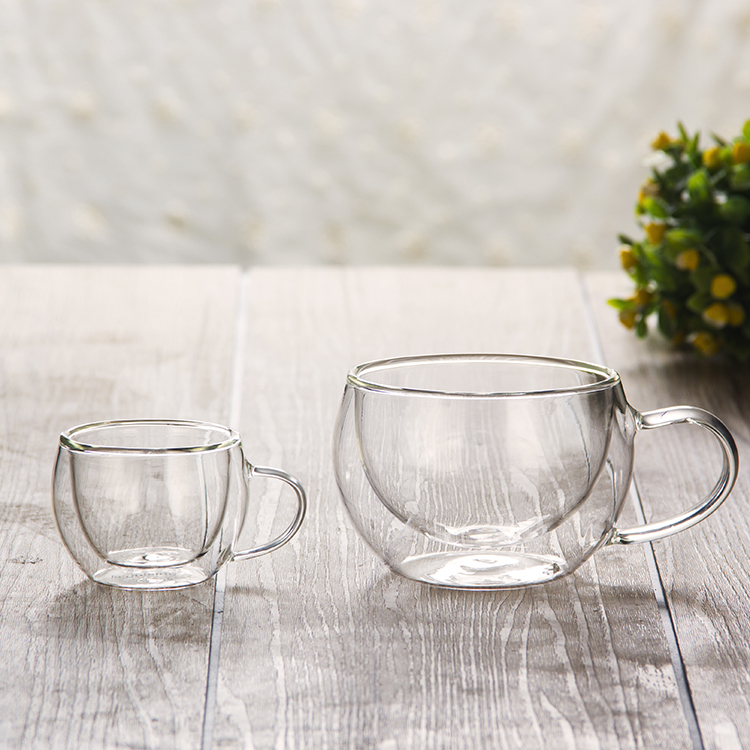 高硼硅透明玻璃水杯 双层玻璃杯 亿诺 咖啡杯250ml 厂家定制
