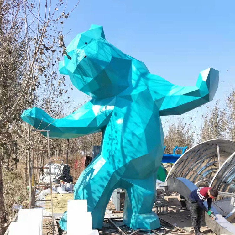 户外大型景观可爱熊雕塑 不锈钢雕塑工厂定制安装图片