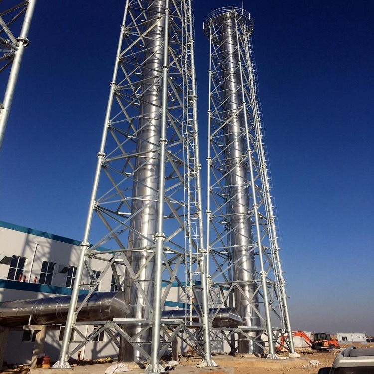 泰翔设计生产5米-120米钢管烟筒塔架  三柱烟囱塔架 四柱烟囱塔架 质保50年
