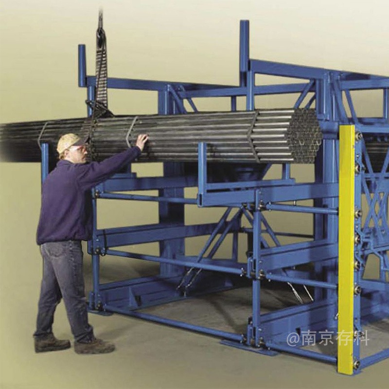 悬臂式货架厂家 重型管材存储 异型材仓库图片 伸缩管材货架图片