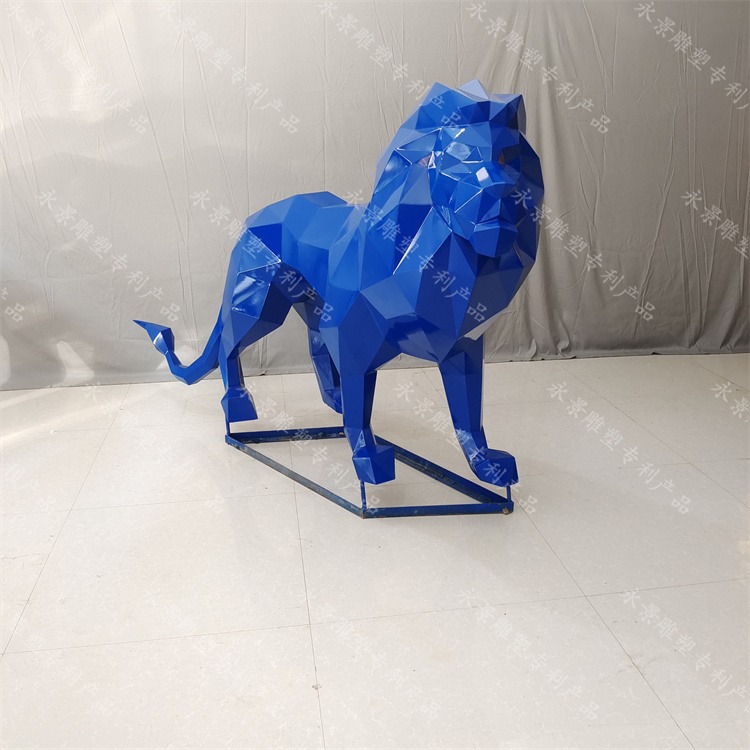 几何狮子雕塑 不锈钢切面动物定制厂家 永景