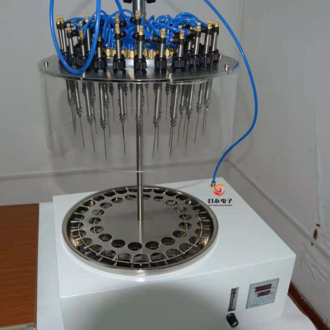 能360度旋转的氮吹仪 24孔水浴氮吹仪 GY-YXDCY-24 上海归永 智能数字温控器 1-24位 弹簧试管夹图片