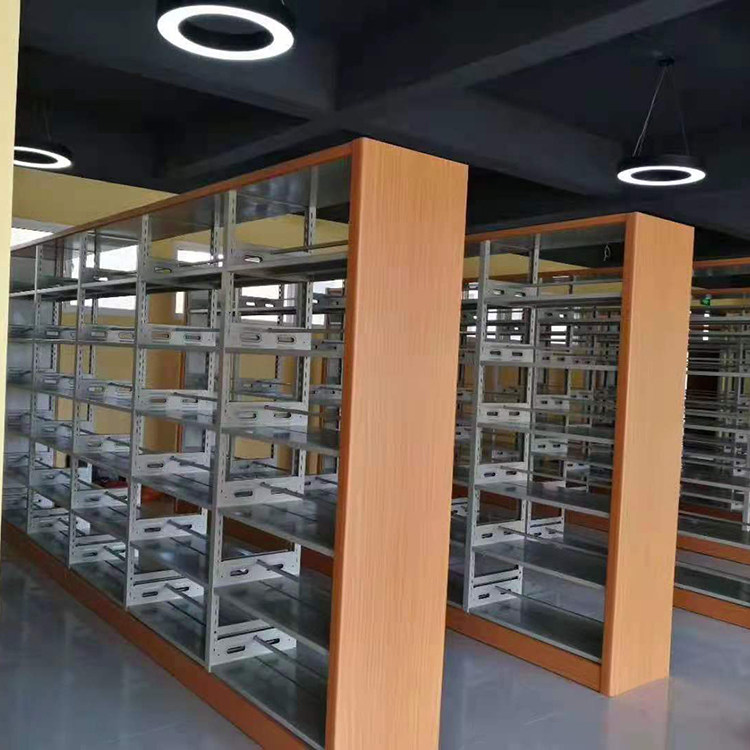 北京 单面钢制书架钢制书架 板式书架  图书馆钢木书架 利德