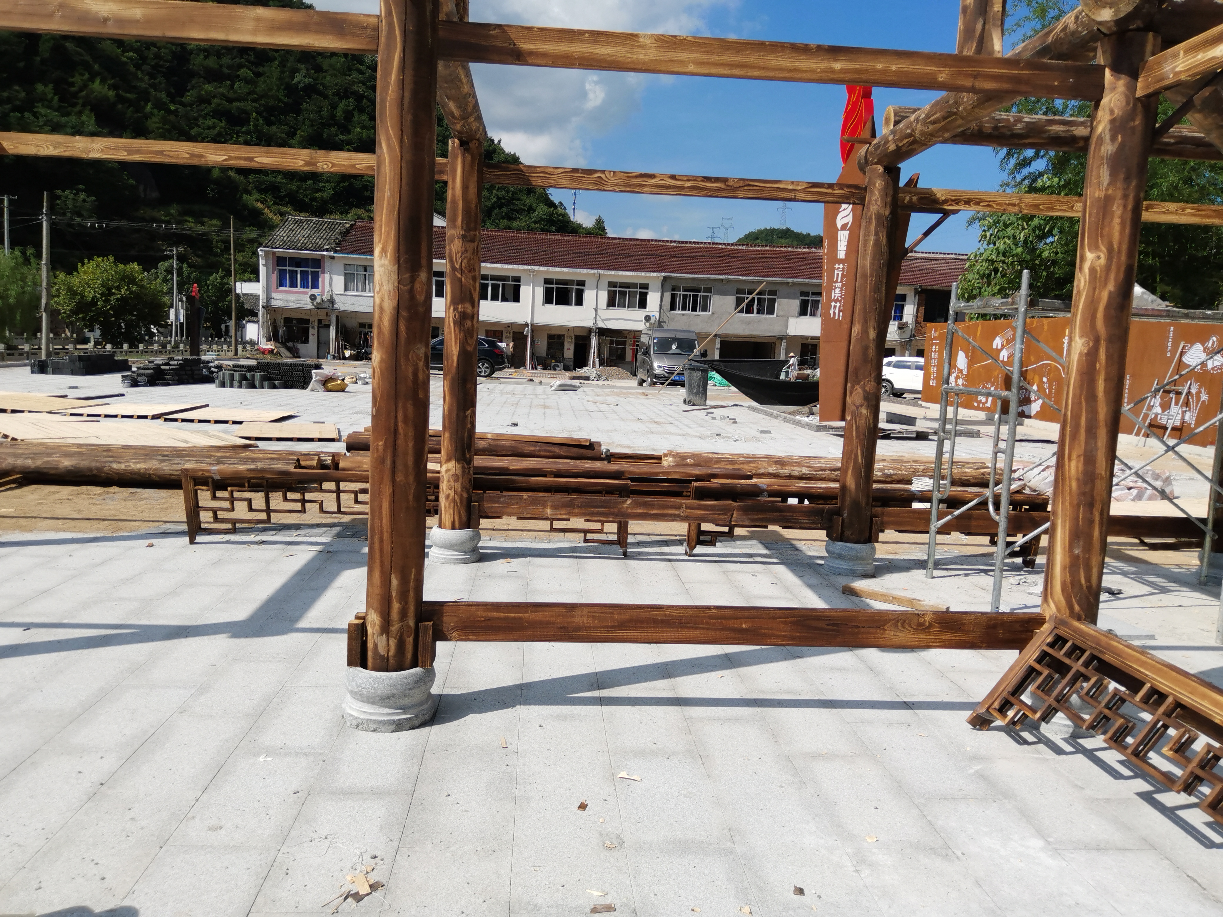 惠州柳桉木古建户外木制长廊   文化长廊 木雅  设计生产