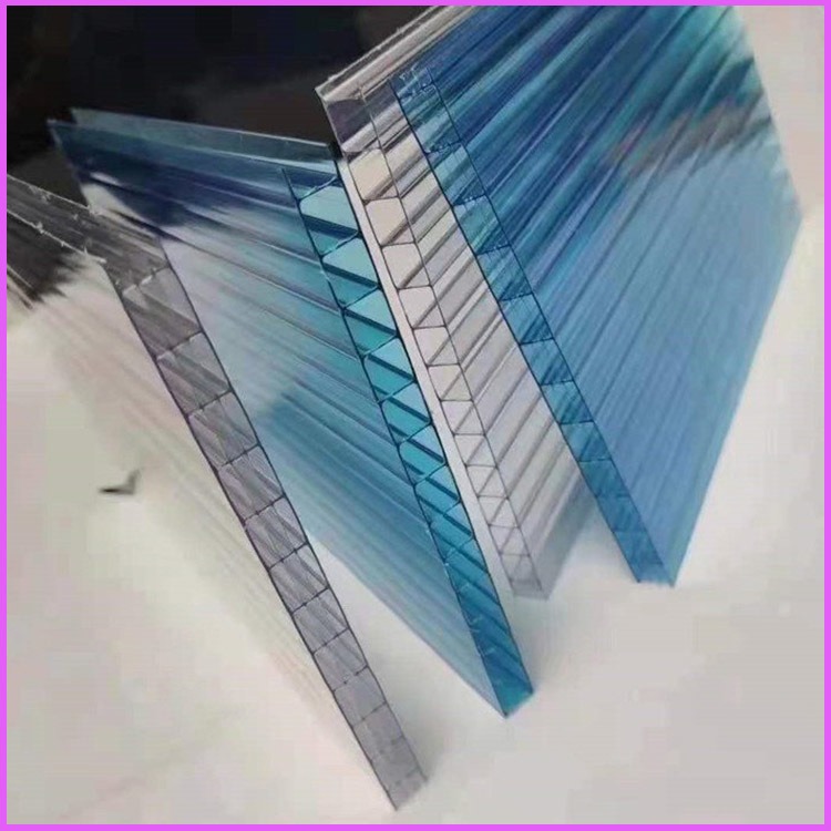 张家口湖蓝色PC蜂窝板 8毫米聚碳酸酯阳光板 电动天窗中空阳光板图片