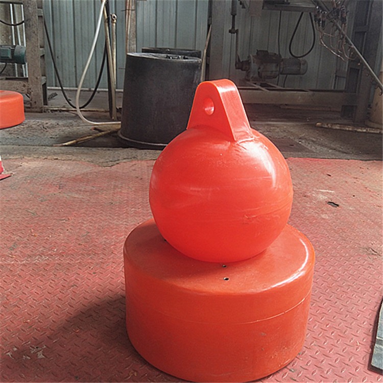 舟山海滨浴场围栏警示浮漂直径40厘米橙色单耳塑料浮球供应厂家
