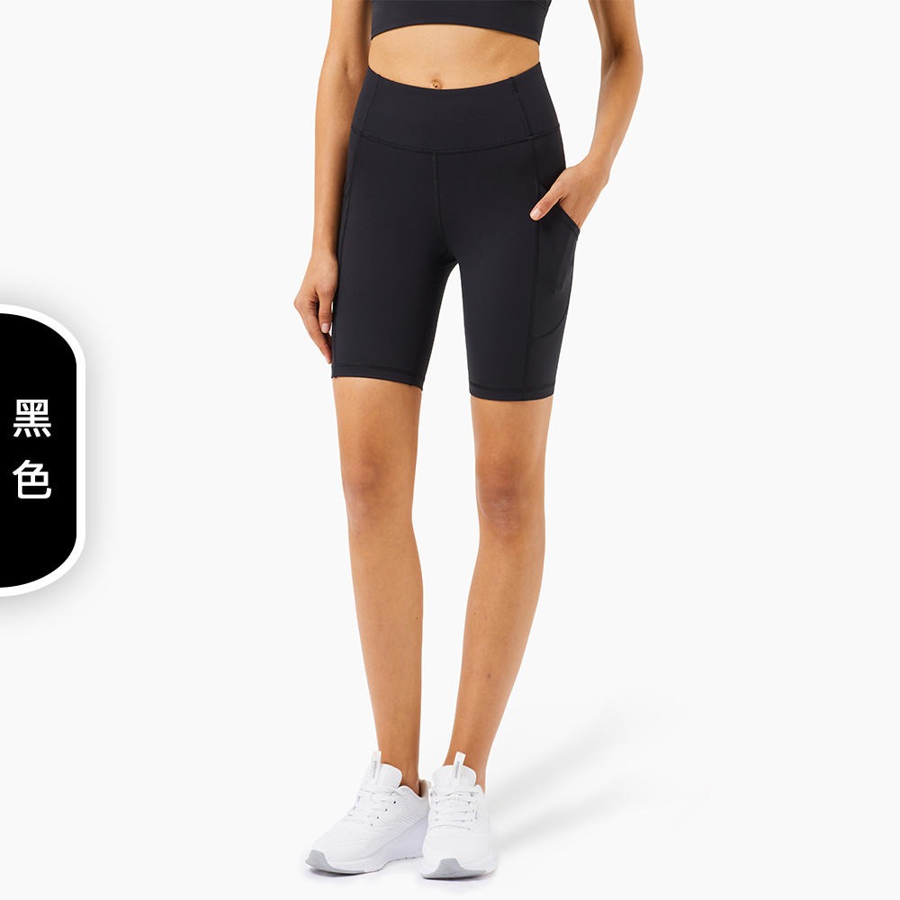 健身服厂家批发2021欧美新款侧口袋显瘦弧形提臀运动紧身裤lulu高腰五分健身裤  WK1302