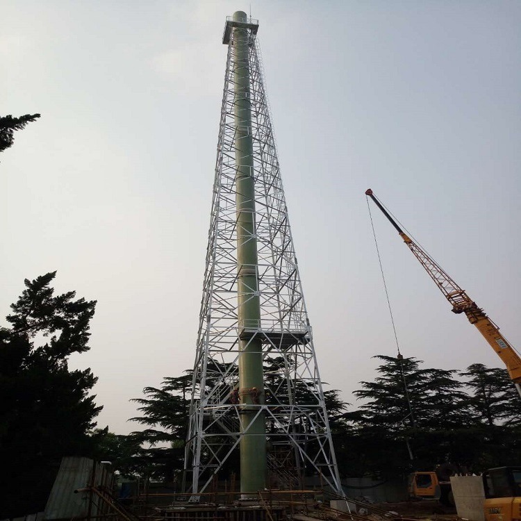 泰翔厂家定制不锈钢烟囱塔 烟囱塔支架 30米高钢结构角钢烟囱塔架构  实力商家图片
