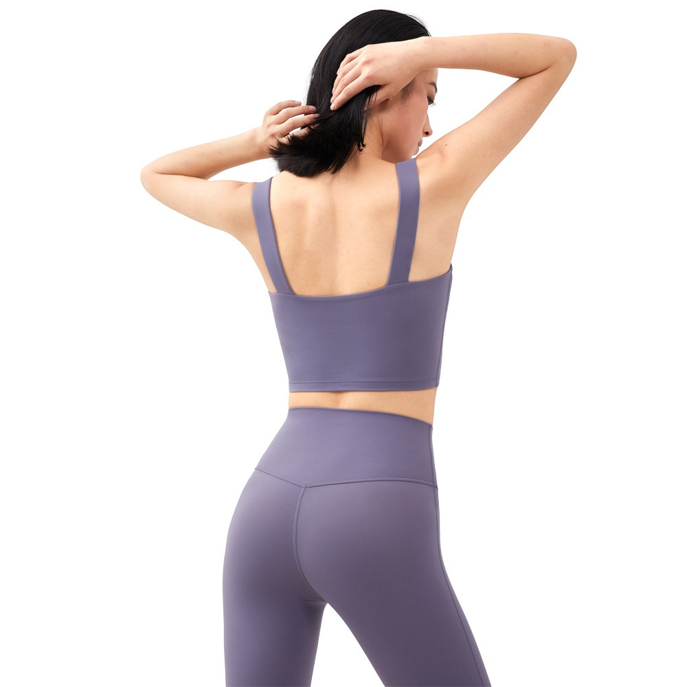 2021新款双面锦裸感运动健身文胸lulu宽肩带瑜伽文胸 健身服厂家WX1277