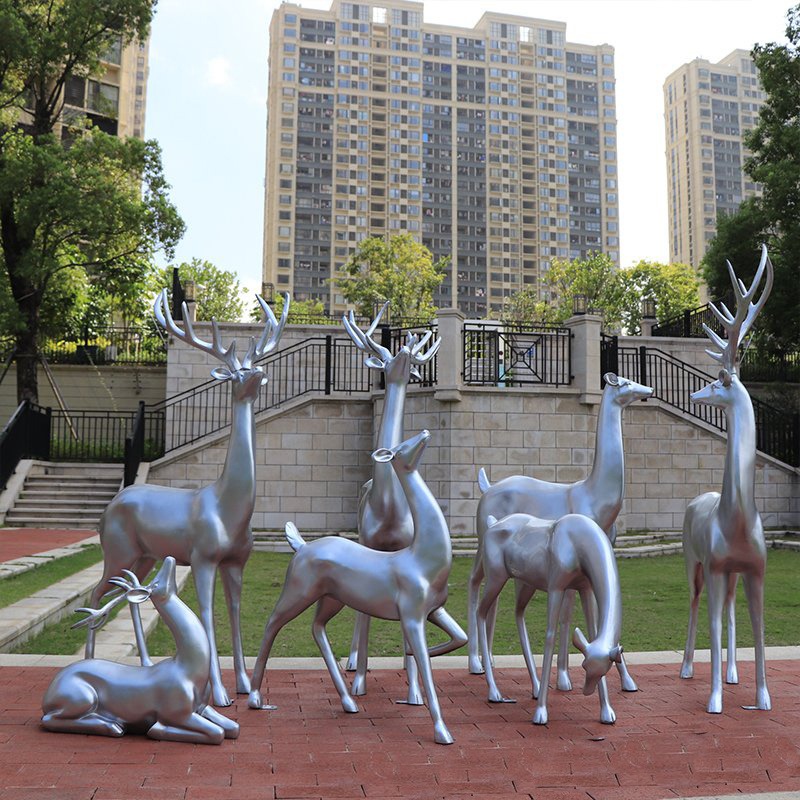 天启不锈钢雕塑 小鹿雕塑 抽象鹿雕塑 动物雕塑 公园广场景观落地摆件