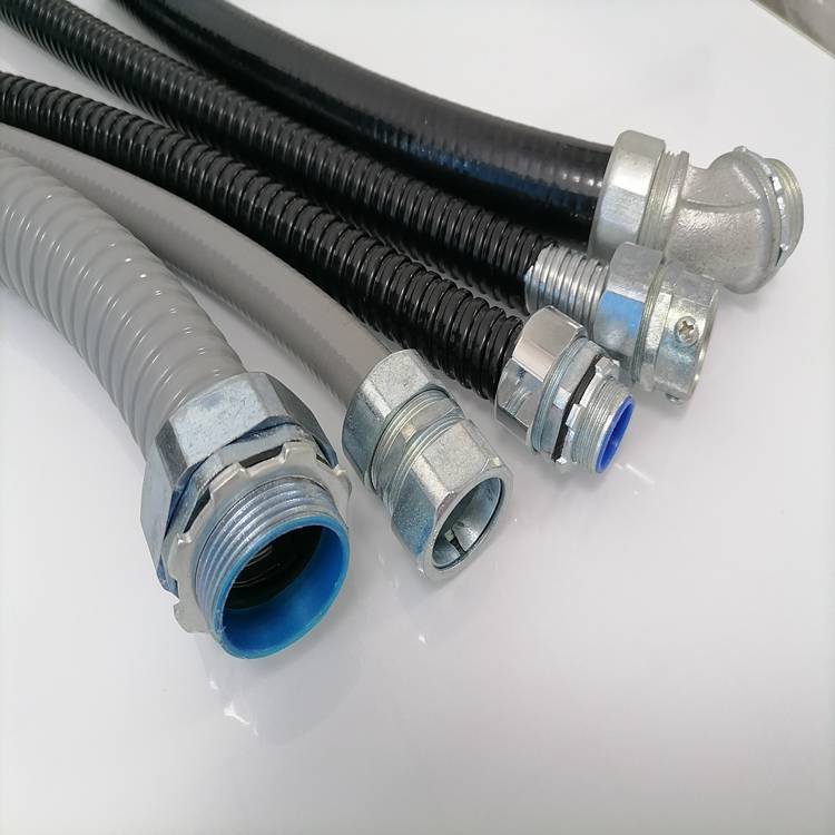 金属穿线管锁母头 P3型电缆保护软管接头 DN25包塑软管自固卡套管接
