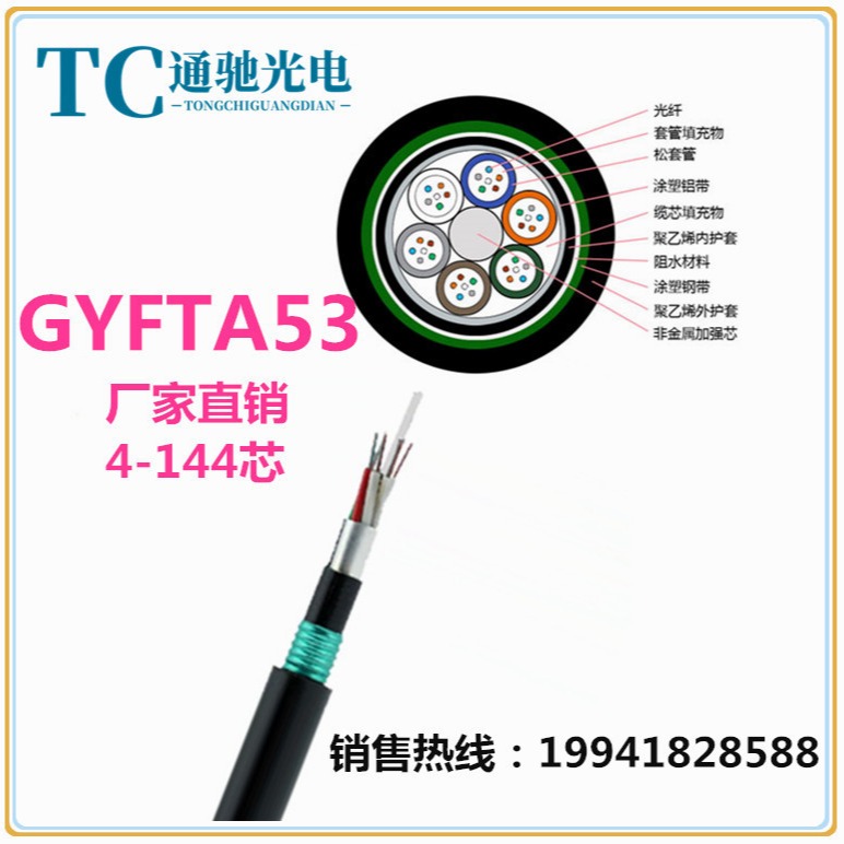 GYFTA53/GYFTZA53-12B1/地埋重铠12芯单模 非金属加强芯 室外管道TCGD/通驰光电图片