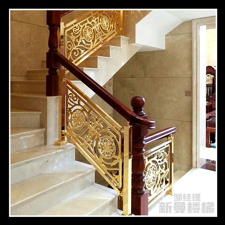 芜湖 新中式家装栏杆 铝板雕刻楼梯扶手 新曼 铝业供应商