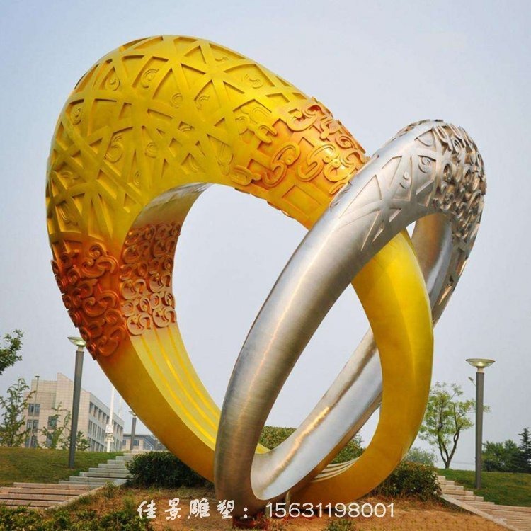 大型交叉圆环雕塑景观 不锈钢雕塑厂家定做