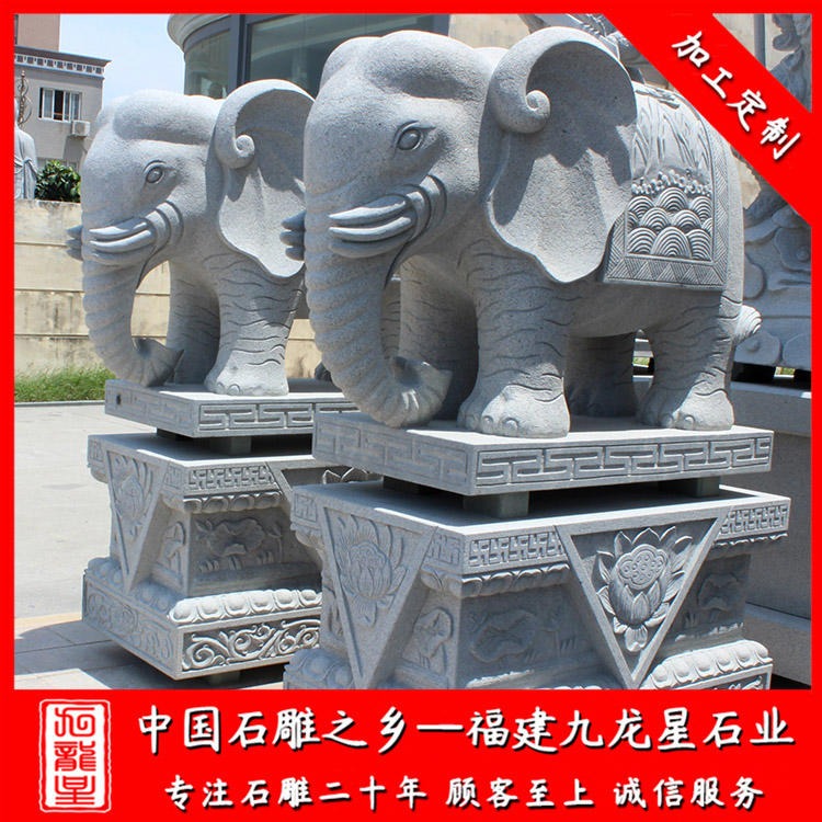 寺院六牙白象石雕厂家 石雕寺院六牙白象 寺院门口大象图片