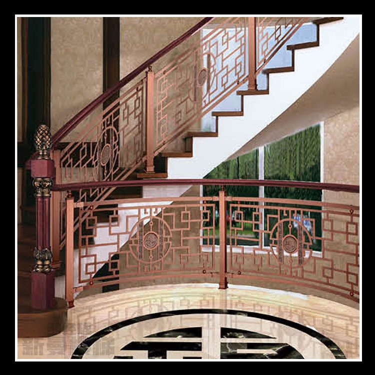 唐山 纯黄铜雕花楼梯扶手 欧式别墅装修图片瑰丽多彩