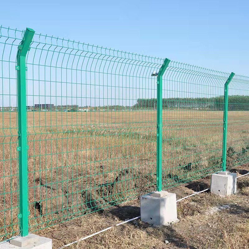 框架护栏网 机场铁路护栏网 双边丝铁丝浸塑绿色护栏网隔离网包邮峰尚安图片