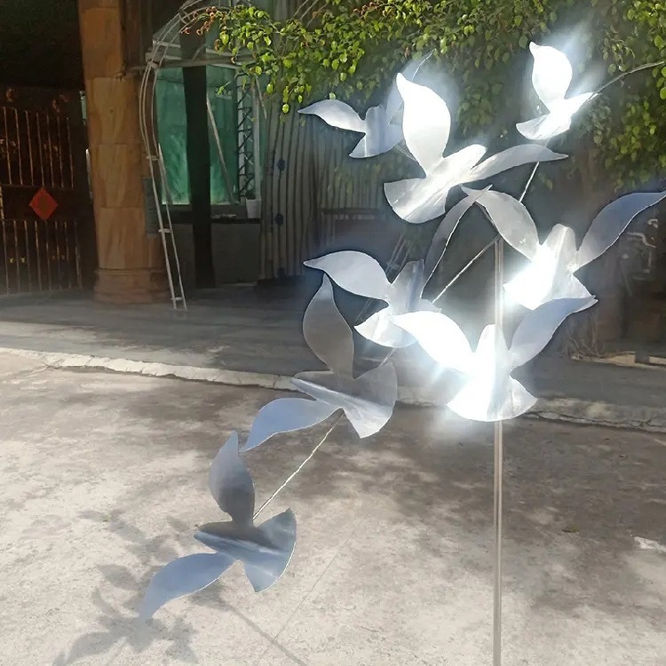 抽象不锈钢鸽子雕塑定制，展翅飞翔鸽子雕塑加工厂