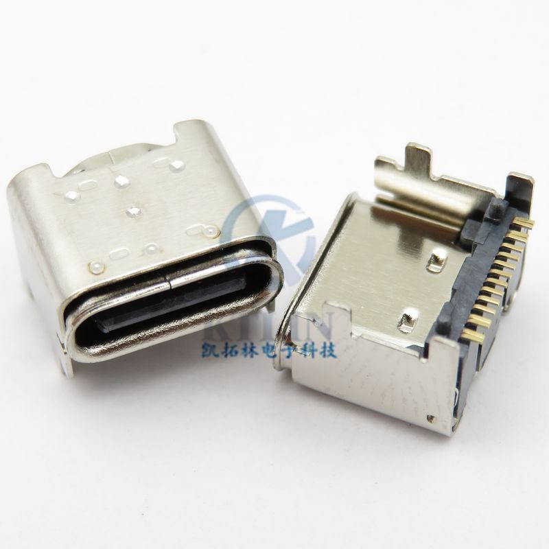 垫高2.5 USB加高型母座 卧式 四脚插板 单排贴片 typec 16pin 母座 CH=4.05mm