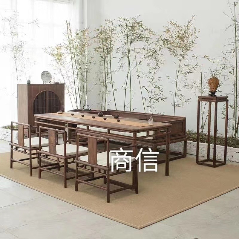 一道九 新中式家具 榆木新中式茶台 榆木沙发 实木家具 生产厂家008