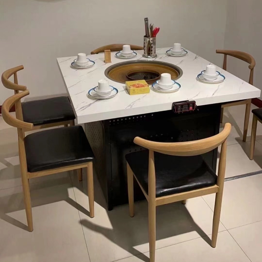 多多乐 中式现代 圆形火锅桌 中式火锅桌 嵌入式火锅桌
