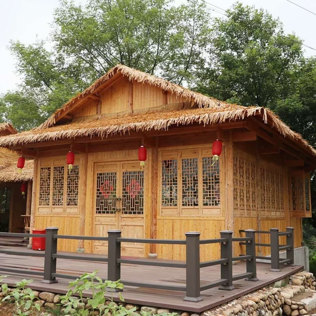 新疆菠萝格木质售卖屋 休闲屋 碳化木屋木雅  现场施工