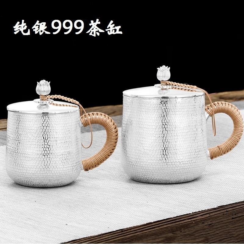 纯银999马克泡茶杯咖啡杯 家用高端养生茶杯 办公银杯