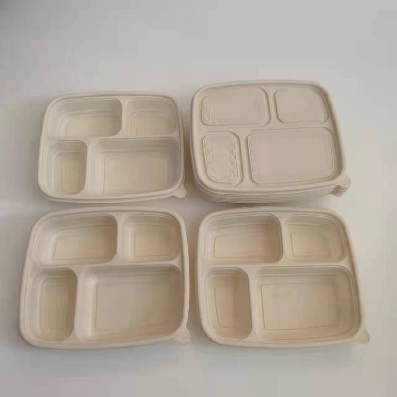 一次性餐具盒 玉米淀粉可降解便当盒 寿司沙拉打包盒长方性多格外卖盒图片
