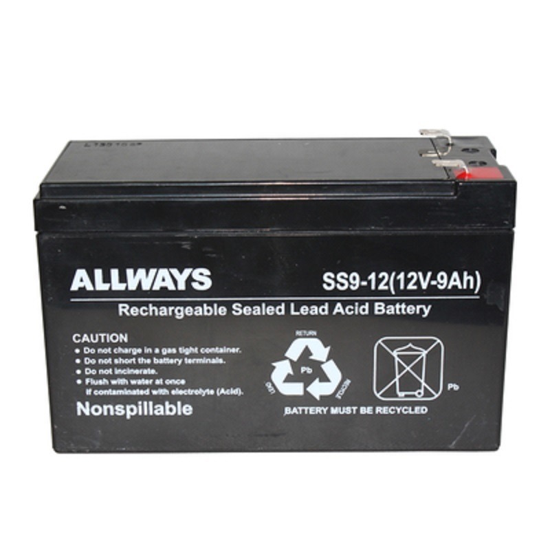 ALLWAYS蓄电池12V9AH铅酸免维护UPS电源音响电子秤消防玩具车SS9-12