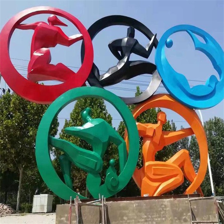 不锈钢五环雕塑，奥林匹克五环雕塑厂家图片