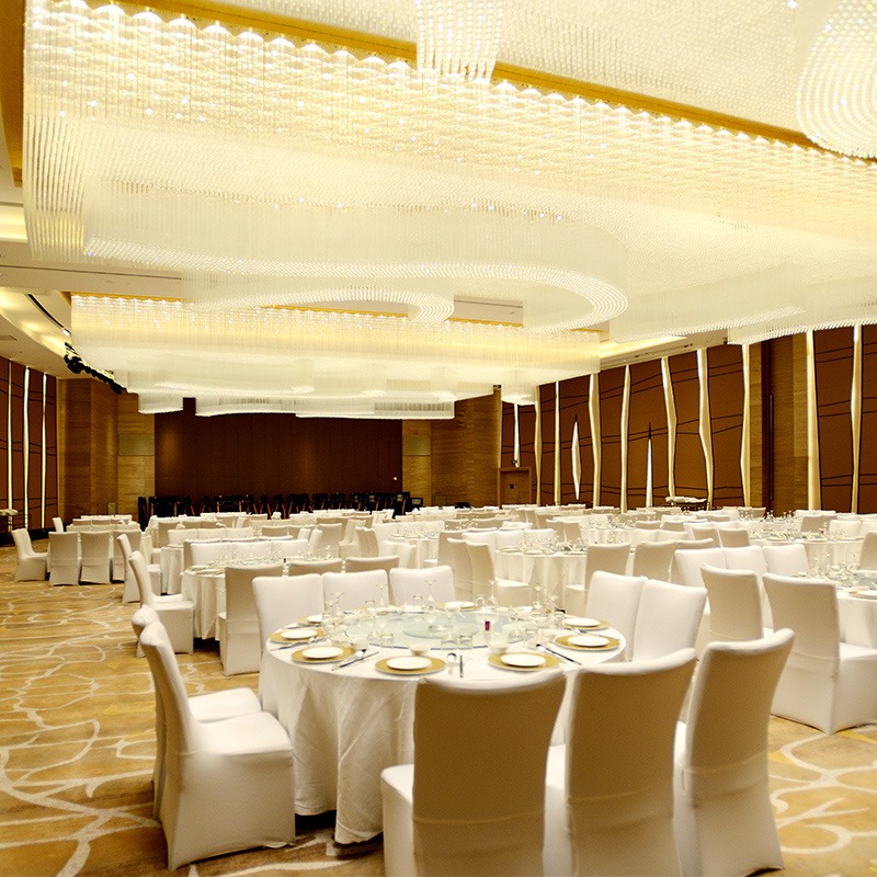 大型酒店灯具定制豪华宴会厅吸顶灯双层长方形售楼部工程水晶灯