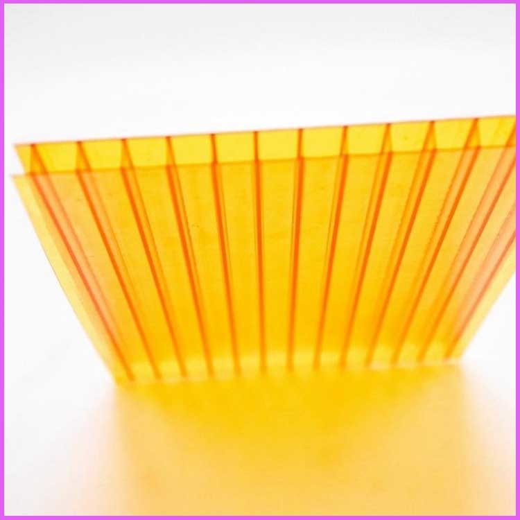 济南温室大棚阳光板 双层6毫米阳光板 黄色PC中空阳光板