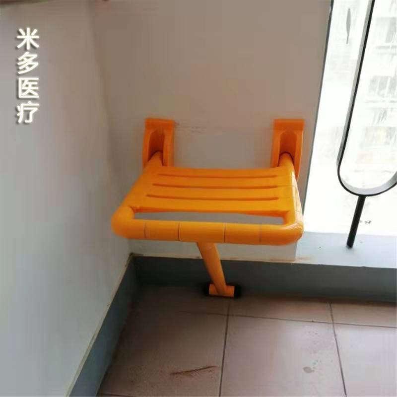 米多供应旧小区改造楼道凳 不锈钢带腿老人残疾人楼道转角折叠休息凳爱心座椅