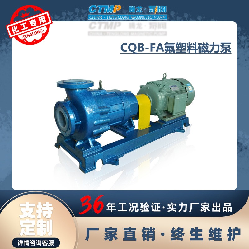 CQB125-100-160FA耐酸碱磁力泵 氟塑料泵 化工耐腐蚀泵 腾龙泵阀