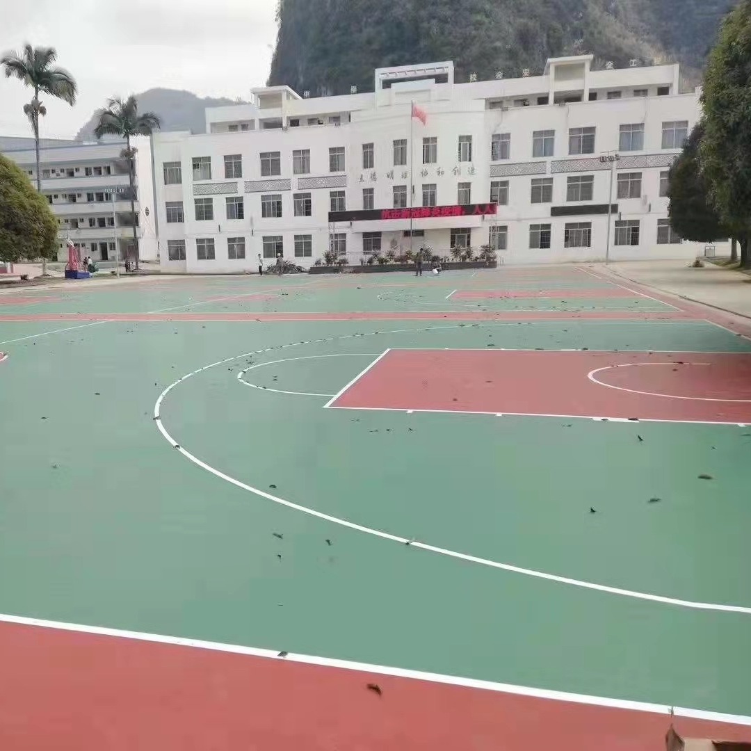 南宁丙烯酸篮球场施工　丽竹水性硅PU球场面漆造价