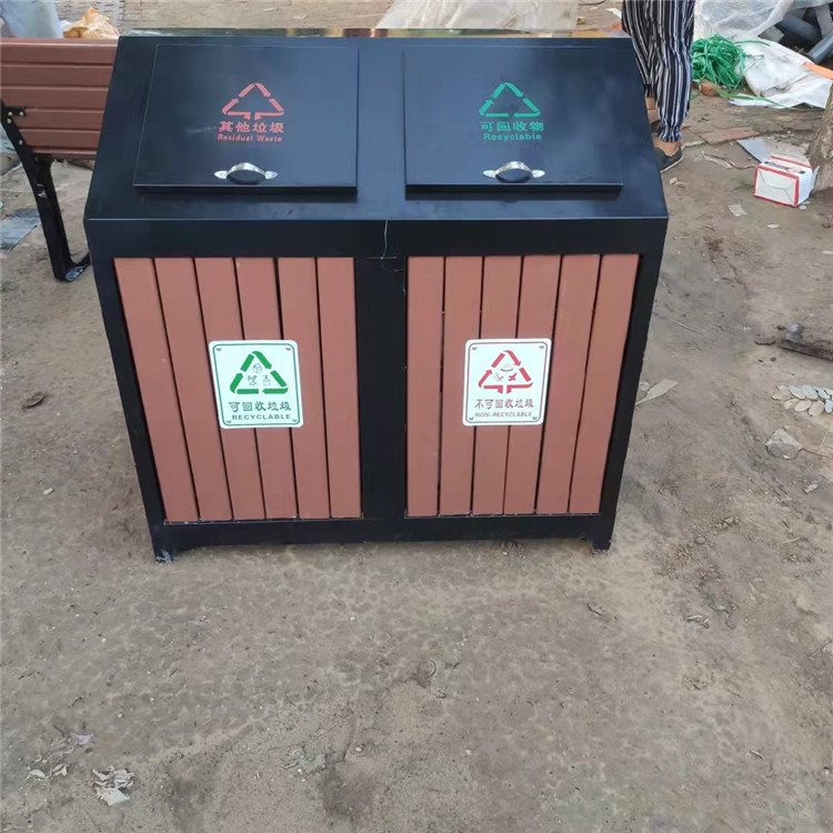 双琪 公园景区垃圾桶 户外垃圾桶 钢木分类垃圾桶厂家 垃圾箱批发