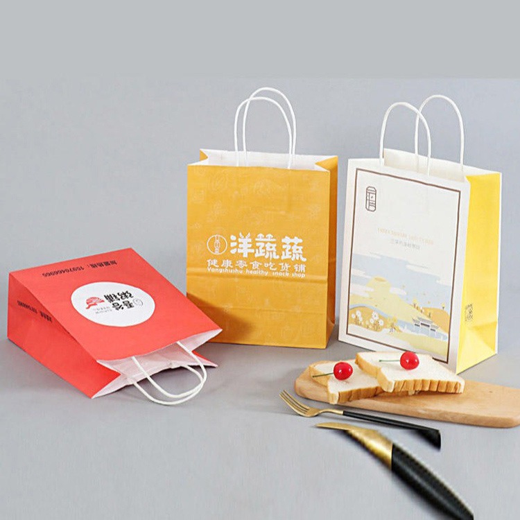 广东深圳出口纸袋 牛皮纸环保包装纸袋 手提绳纸袋 外卖打包袋子嘉顿包装印刷图片