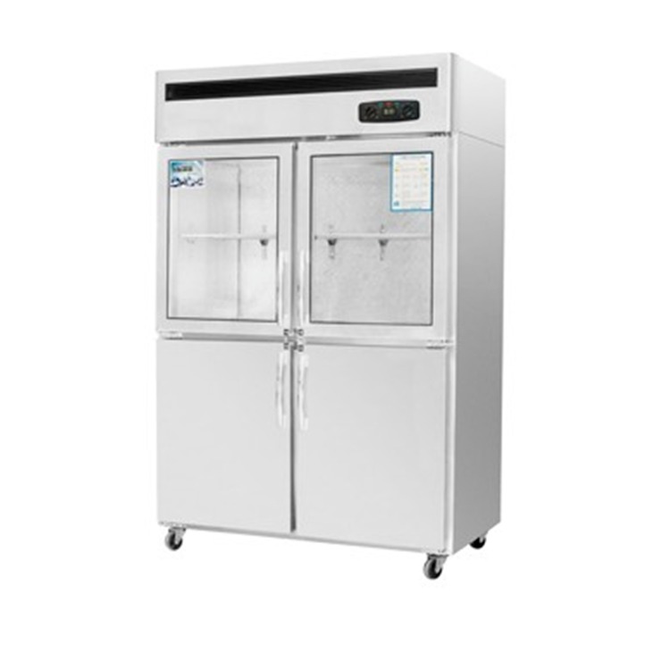 银都商用冰箱 JBL0543四门双机双温冰箱 上玻璃门下不锈钢门冰箱