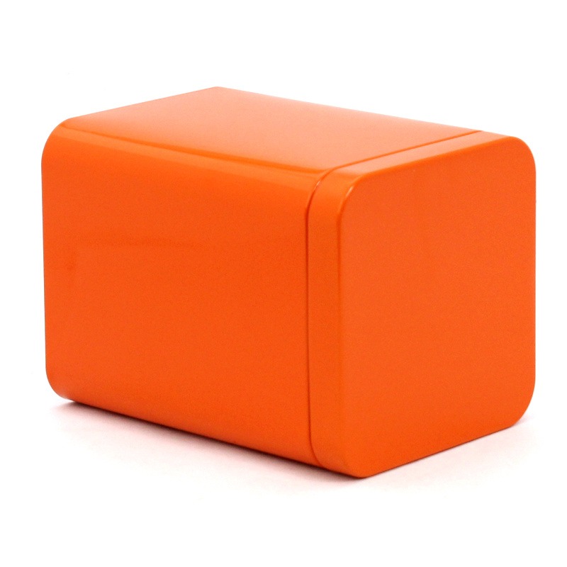 正方形茶叶铁盒定制 橙色内塞盖礼品铁罐 固体饮料金属罐 铁皮盒工厂图片