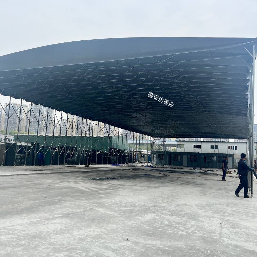 新型雨棚 大型电动伸缩雨蓬 76钢管 活动帐篷 厂家定制