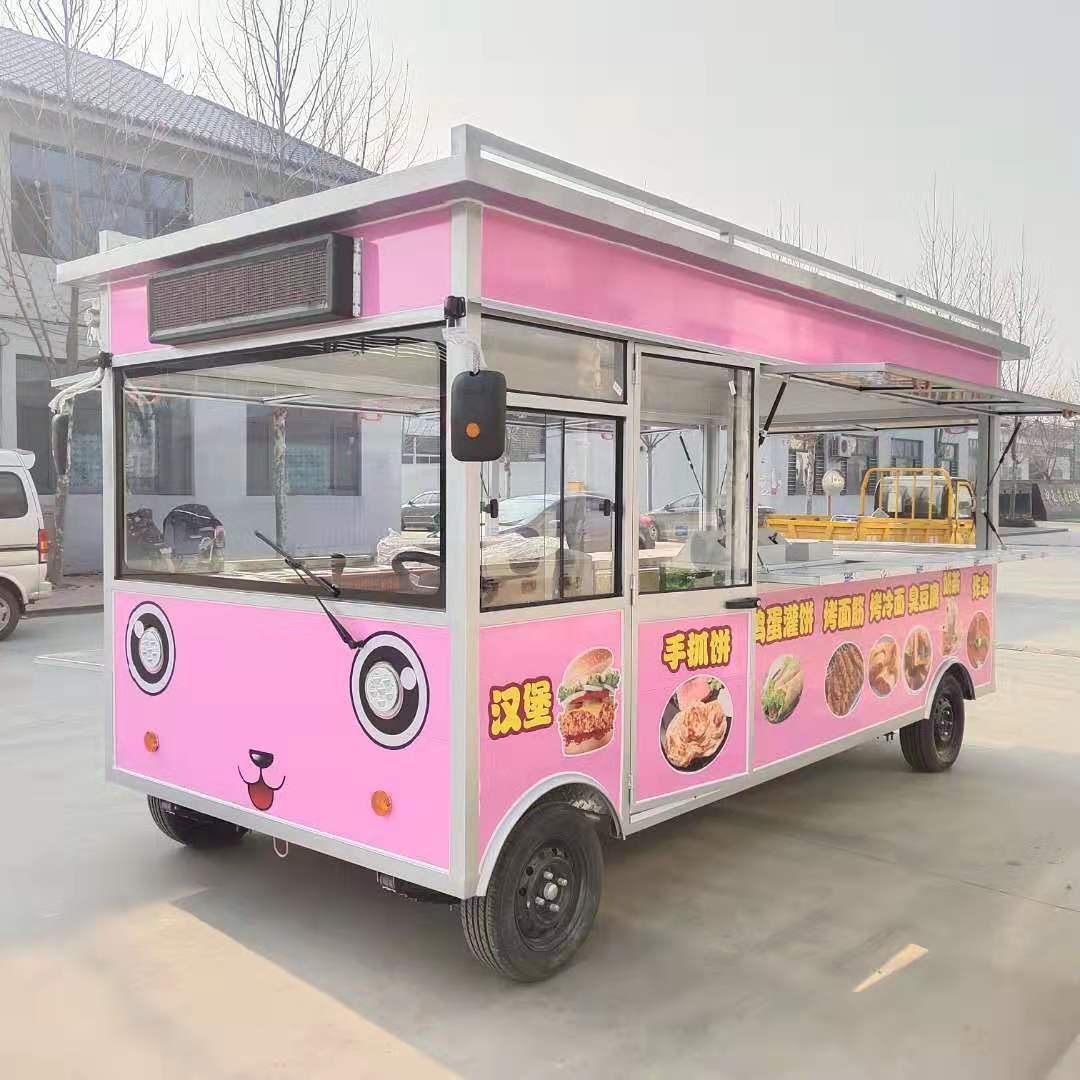 小吃车厂家生产冰淇淋手推车_麻辣串小吃车加盟_多功能小吃车 流动小吃车