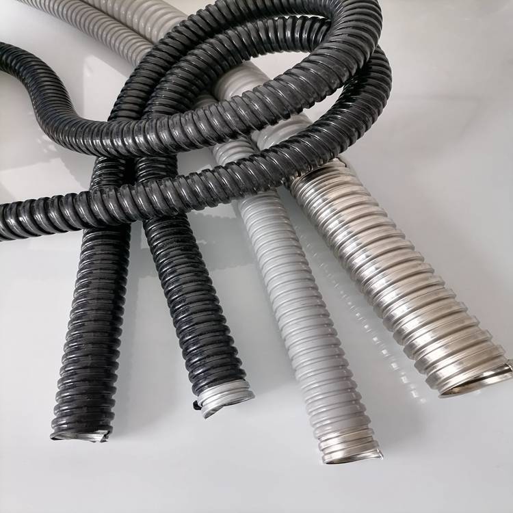 304不锈钢铠甲型金属软管 1/2寸低烟无卤单勾包塑蛇皮管DN16生产