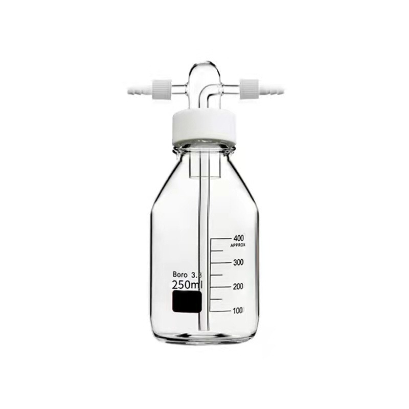 GL45螺口洗气瓶 耐压缓冲玻璃洗瓶 高硼硅加厚缓冲瓶密封耐腐安全瓶