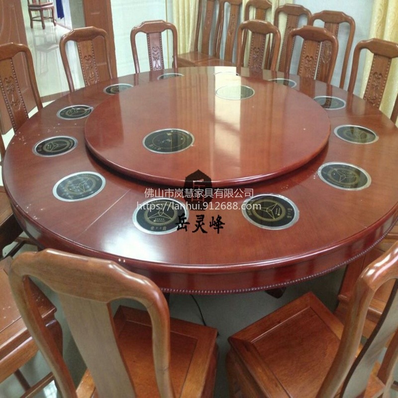18人批发电动餐桌效果图价格6800 	古典圆餐桌中式惠州	电动圆盘桌旋转台面