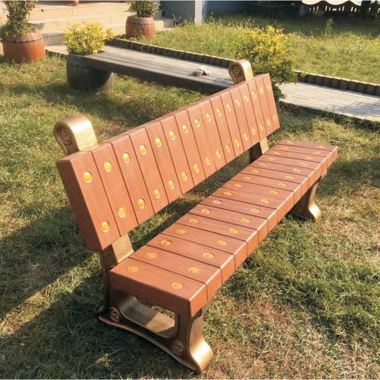 唐盛休闲座椅 公园长凳 水泥仿木靠背椅 户外凳子图片