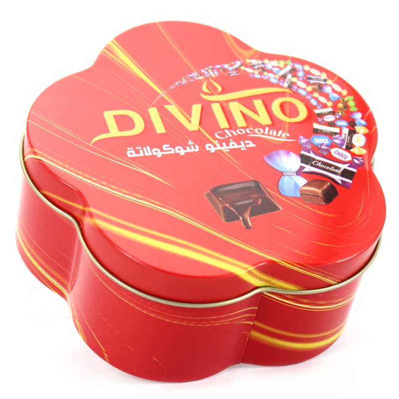 糖果巧克力包装铁盒厂家 金属梅花罐 创意马口铁盒订做 食品包装铁罐厂