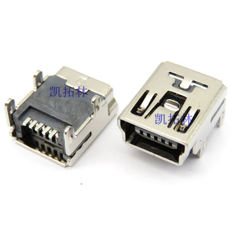 USB 5pin MINI 公头 卧式 沉板 二脚直插 带柱 迷你 5p USB连接器
