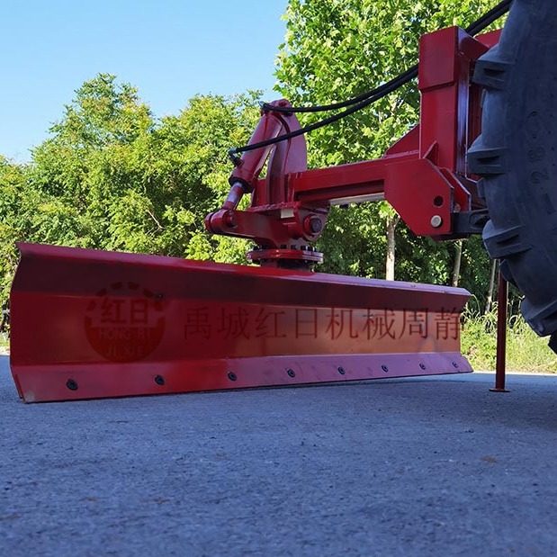 红日液压平地机  3米角度可调式土地整平机   拖拉机后置农用机械推土机  推土铲工作视频